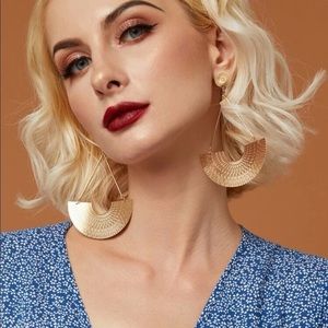 Gold Fan Cut Drop Earrings